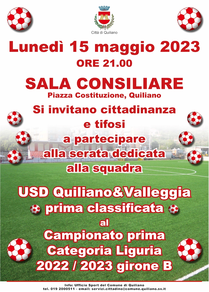 serata dedicata alla squadra USD Quiliano&Valleggia